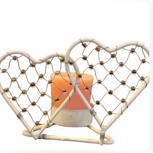 Crystal two heart votive holder with votive.